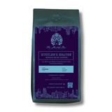 Hustler's Heaven French roast coffee with rich chocolate undertones.